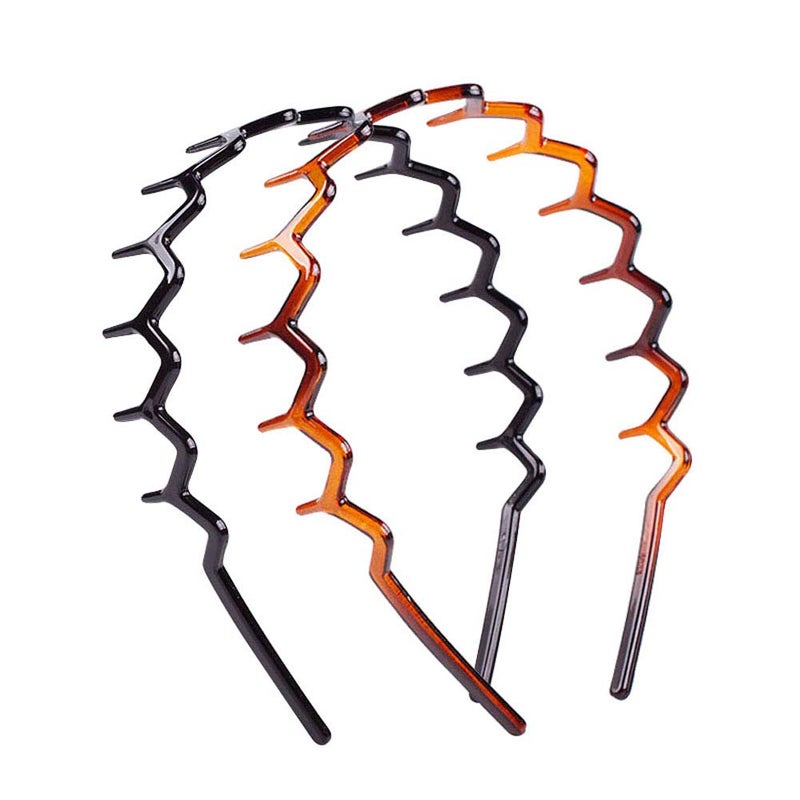 Set of 2 Women Hard Plastic Headband Hair Hoop Black and Brown Highgrade Headwear Hairband H