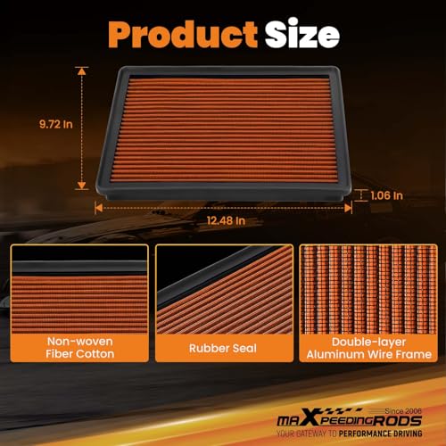 maXpeedingrods فلتر هواء محرك عالي الأداء قابل للغسل وإعادة الاستخدام من maXpeedingrods MX-2129 لسيارة كاديلاك إسكاليد 2001-2006، لسيارة شيفروليه أفالانش 2001-2013، لسيارة سيلفرادو 1500 1999-2007 1500 كلاسيك 07 - Image 2