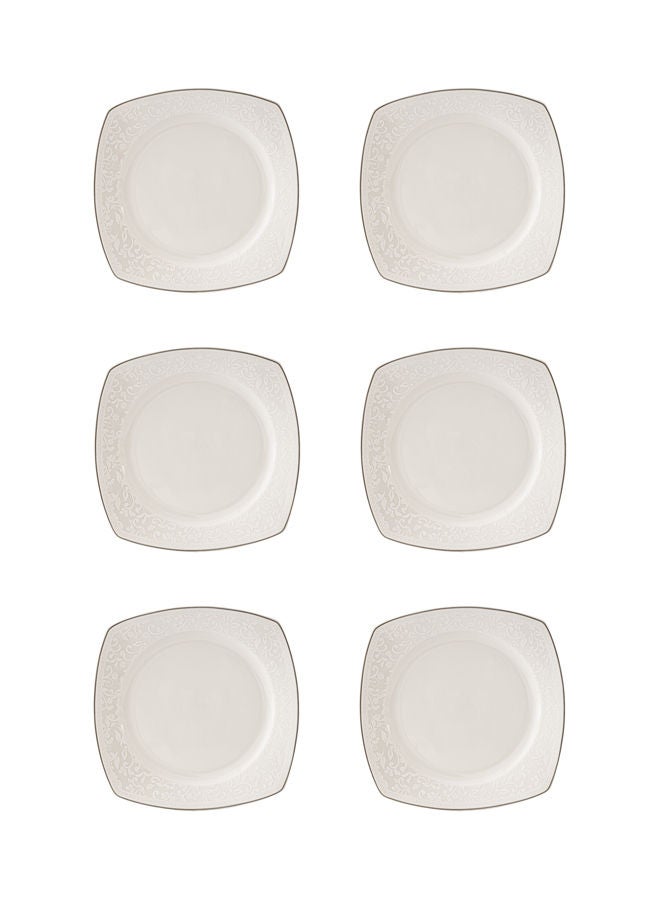Celia 6-Piece Porcelain Square Plates Set White 8.5 inch - Image 1