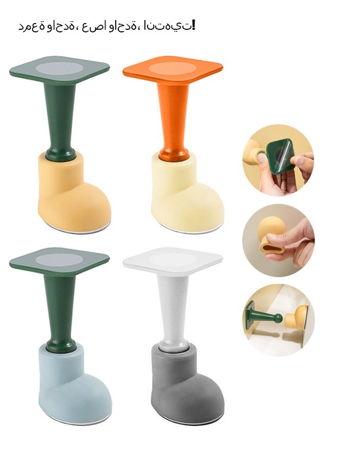 4 Pcs Door Stopper Set, TPR Door Bumpers with Strong Adhesive, Shock Absorbent and Discreet Wall Protectors from Door Knobs (Colorful) - Image 1
