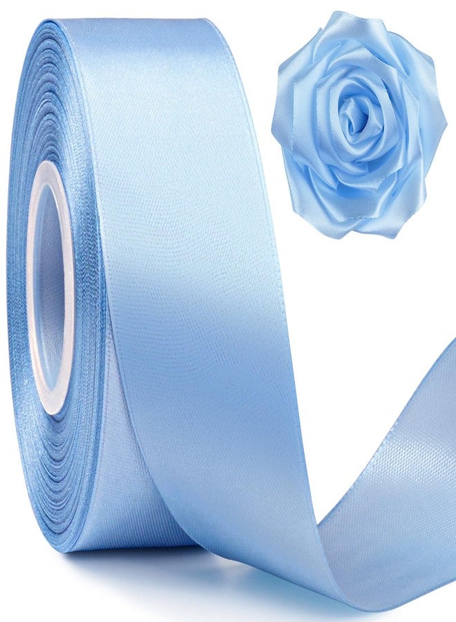 Mauproy 1-1/2 Inch Wide Sky Blue Satin Ribbon, 50 Yards Solid Polyester Fabric Ribbon for Roses Making, Gift Wrapping, Wedding Decorations, Crafts, Bows - Image 1