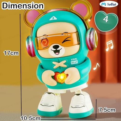FunBlast Musical Dancing Bear Toy – Interactive Dancing Robot with Flashing Lights & Sound, Fun Toddler Toy with Music & Movement, Battery Operated Learning Toy for Kids, Boys, Girls (Green) - Image 2