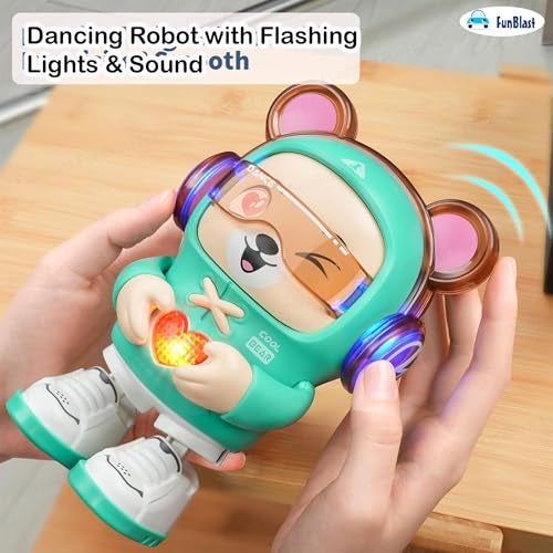 FunBlast Musical Dancing Bear Toy – Interactive Dancing Robot with Flashing Lights & Sound, Fun Toddler Toy with Music & Movement, Battery Operated Learning Toy for Kids, Boys, Girls (Green) - Image 5