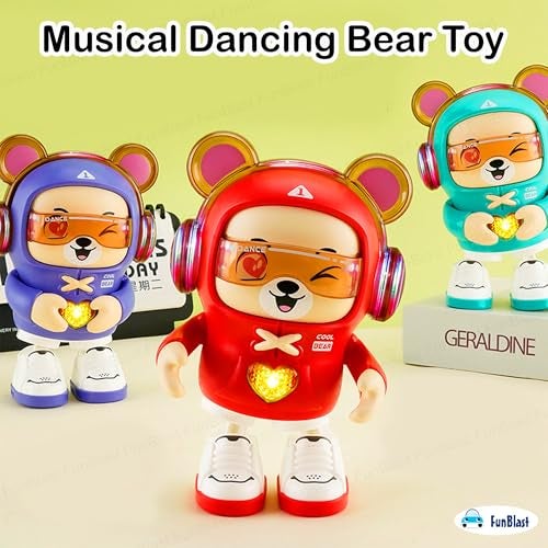 FunBlast Musical Dancing Bear Toy – Interactive Dancing Robot with Flashing Lights & Sound, Fun Toddler Toy with Music & Movement, Battery Operated Learning Toy for Kids, Boys, Girls (Green) - Image 3