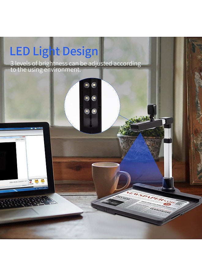 X1000 Document Camera Scanner A3 Capture Size Dual Camera USB2.0 High Speed Scanner with LED Light OCR Function Video Recording Convert to PDF Format