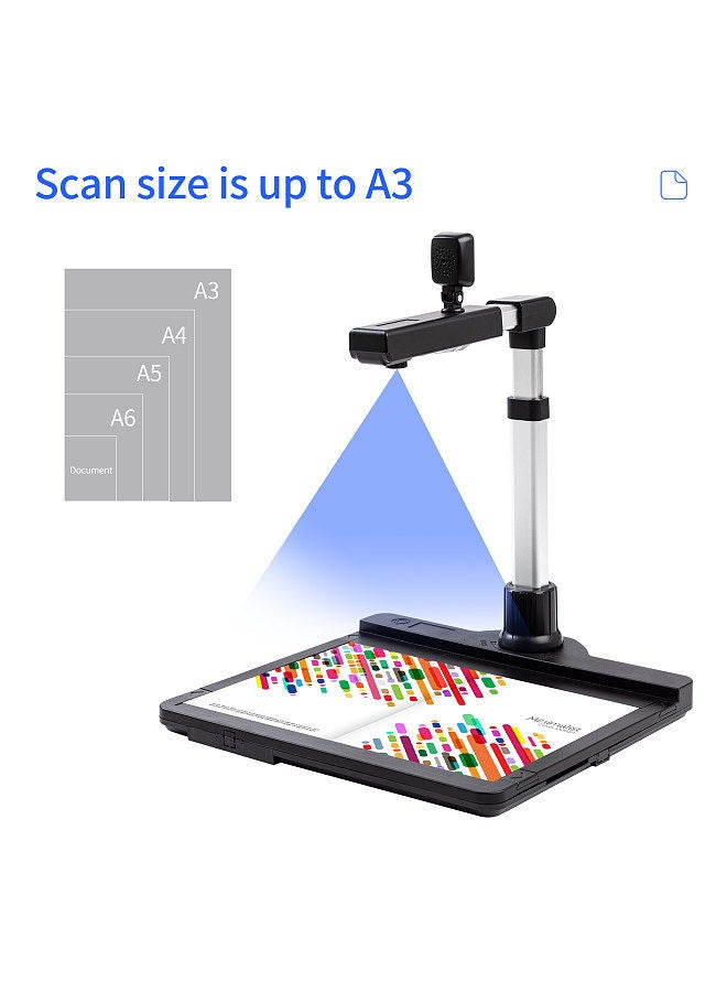 X1000 Document Camera Scanner A3 Capture Size Dual Camera USB2.0 High Speed Scanner with LED Light OCR Function Video Recording Convert to PDF Format