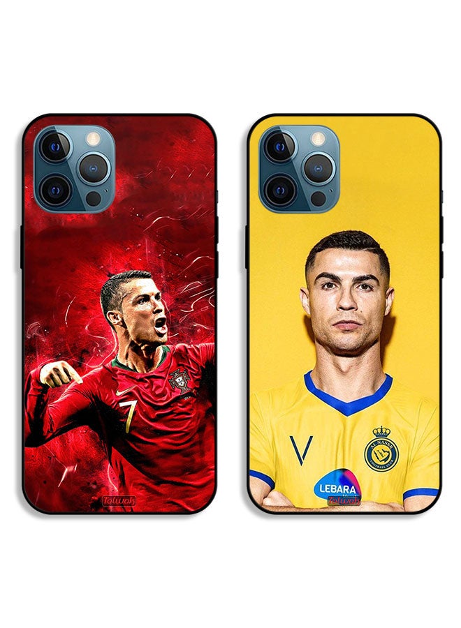 Tolwak Two Cases For Apple iPhone 12 Pro Protective Covers Cristiano Ronaldo Yellow and Red - Image 1