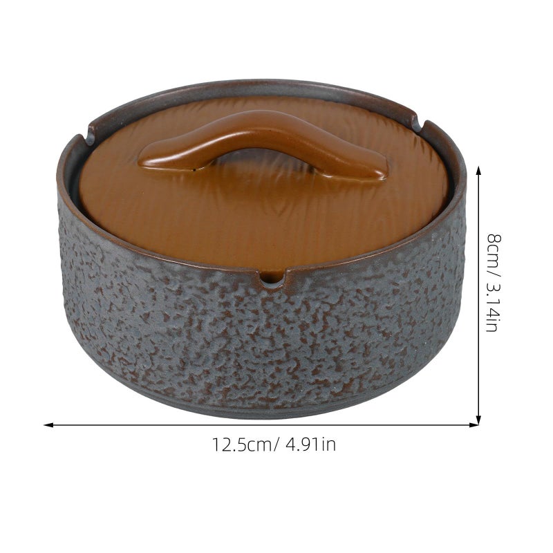 Ceramic Ashtray with Lid Vintage Chinese Style Windproof Decorative Home Office - Image 3