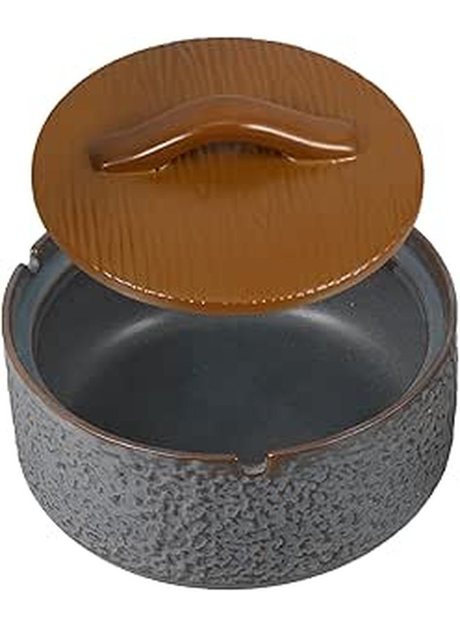 Ceramic Ashtray with Lid Vintage Chinese Style Windproof Decorative Home Office - Image 1