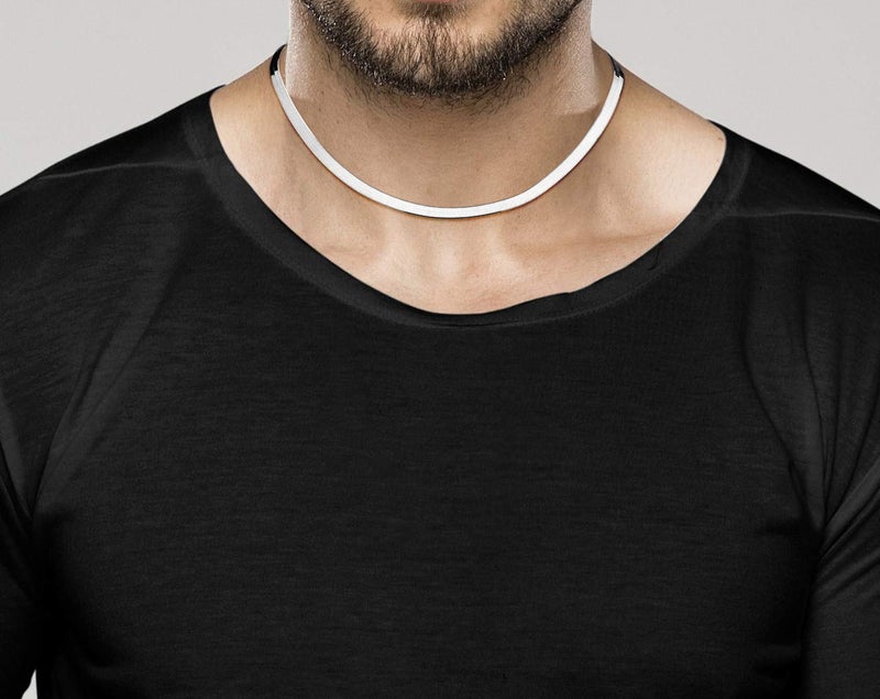 Miabella Italian Solid 925 Sterling Silver, 18Kt Gold Plated 4.5mm Flexible Flat Herringbone Chain Necklace Women, Made in Italy (SI, Length 16 Inches) - Image 4