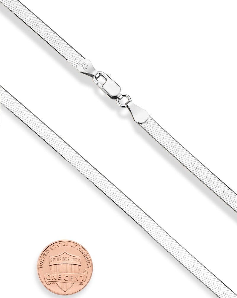 Miabella Italian Solid 925 Sterling Silver, 18Kt Gold Plated 4.5mm Flexible Flat Herringbone Chain Necklace Women, Made in Italy (SI, Length 16 Inches) - Image 2