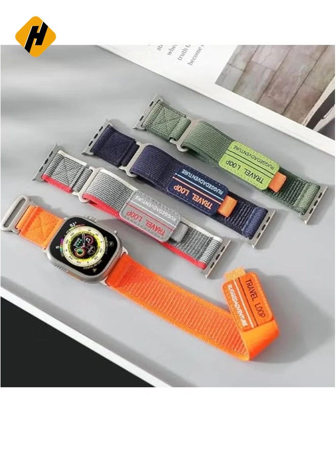 HuHa - Modified Nylon Strap Compatible with Apple watch Series Ultra 2 | 9 | 8 Ultra | 8 | 7 | 6, 49/45/44/42 mm, Breathable Nylon Strap with Buckle adhesive closing - Image 1