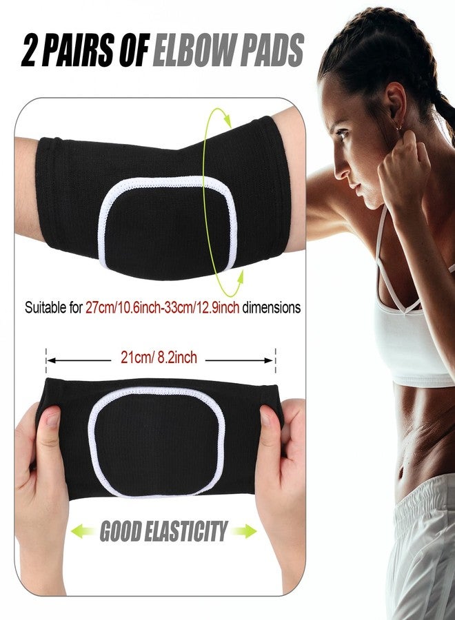 Kathfly 2 Pair Breathable Elbow Support Sponge Elbow Pads Protective Sleeve Volleyball Knee Pads Women Black Protectors Brace Compression Arm Brace Wraps for Men Women Sport - Image 2