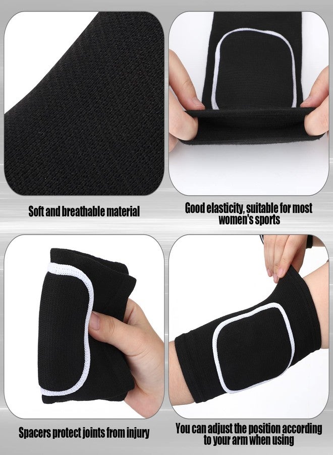 Kathfly 2 Pair Breathable Elbow Support Sponge Elbow Pads Protective Sleeve Volleyball Knee Pads Women Black Protectors Brace Compression Arm Brace Wraps for Men Women Sport - Image 3
