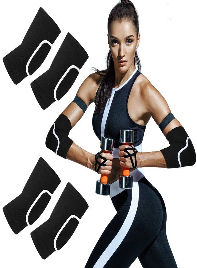 Kathfly 2 Pair Breathable Elbow Support Sponge Elbow Pads Protective Sleeve Volleyball Knee Pads Women Black Protectors Brace Compression Arm Brace Wraps for Men Women Sport - Image 1