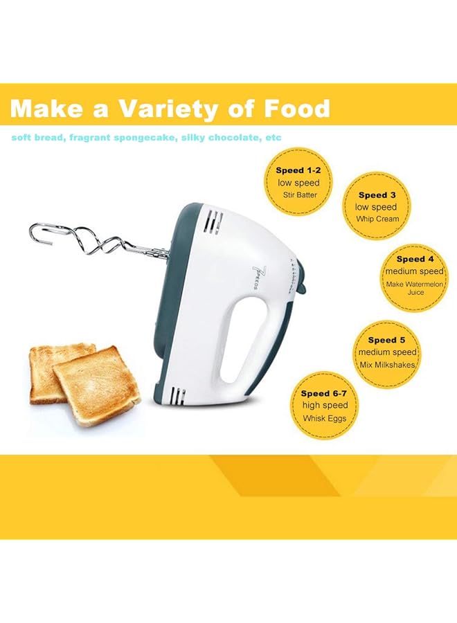 ANDOER 7 Speed Ultra Power Stainless Steel Good Grips Electric Hand Mixer Egg Beater With 2 Beater Hook And 2 Mixer Hook - Image 3