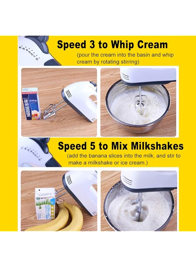 ANDOER 7 Speed Ultra Power Stainless Steel Good Grips Electric Hand Mixer Egg Beater With 2 Beater Hook And 2 Mixer Hook - Image 5