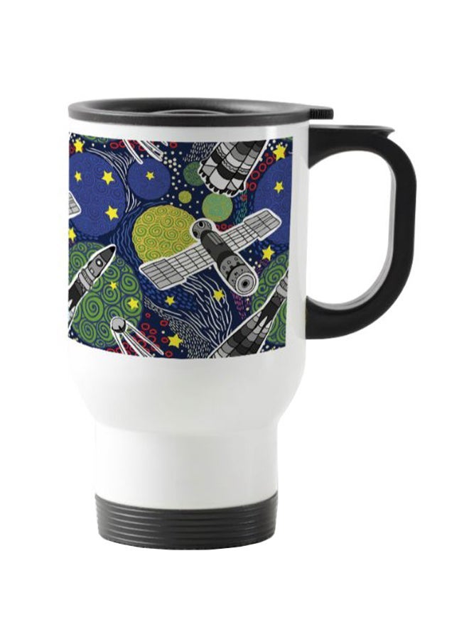 RYN كوب سفر مطبوع بموضوع الفضاء الخارجي متعدد الألوان 13 سنتيمتر