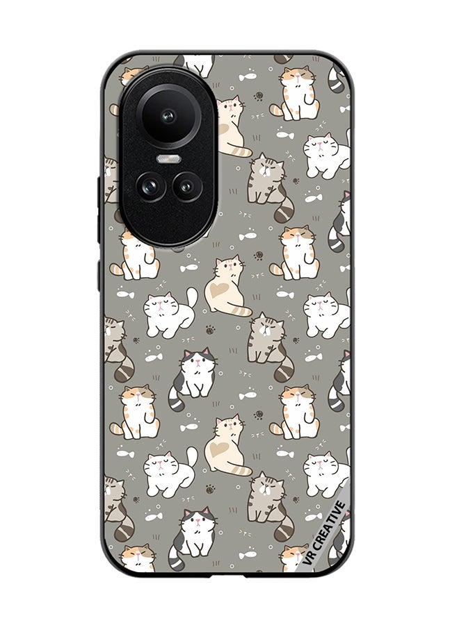 VR CREATIVE Protective Case Cover For Oppo Reno 10 Cat Pattern Design Multicolour - Image 1