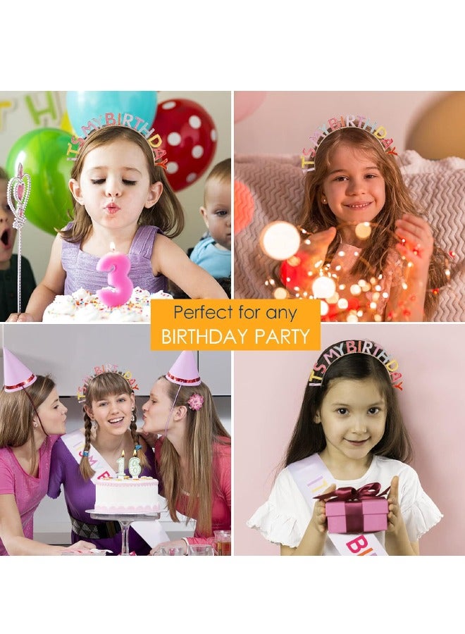 Birthday Girl Sash & Headband Set, Birthday Crowns for Girl, IT'S MY BIRTHDAY Headband & ITS MY BIRTHDAY Sash for Women,  Birthday Headband for Women Parties Favors Gift (Multicolor)  - Image 3