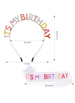 Generic Birthday Girl Sash & Headband Set, Birthday Crowns for Girl, IT'S MY BIRTHDAY Headband & ITS MY BIRTHDAY Sash for Women,  Birthday Headband for Women Parties Favors Gift (Multicolor)  - Image 2