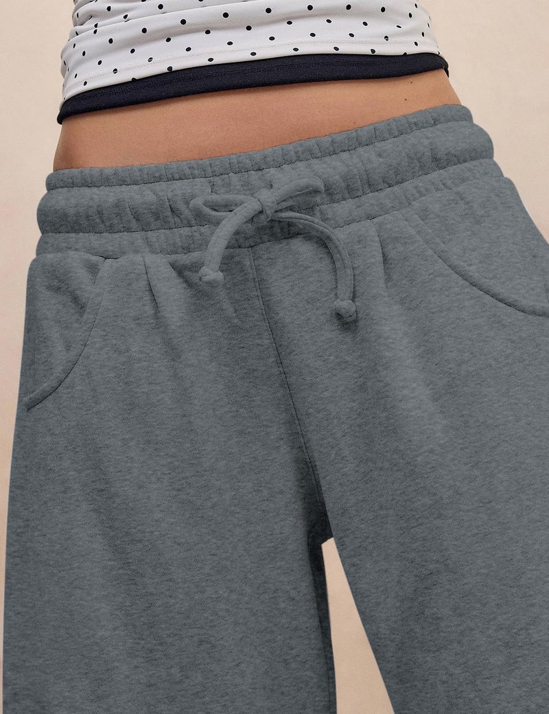 HeSaYep Women's Barrel Leg Sweatpants Drawstring Wide Leg Lounge Pants Baggy Casual Cotton Sweat Pants with Pockets,Dark Grey L - Image 5
