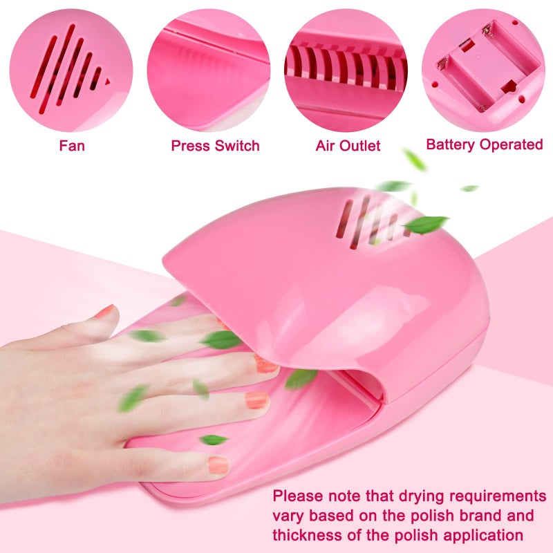 eyxformula Cute Nail Dryer for Kids, Christmas Gifts for Girls, Quick Dry Pink Nail Fan Dryer, Mini and Portabe Nail Dryer for Regular Polish, Perfect Addition to Kids Nail Polish Set for Girls - Image 2