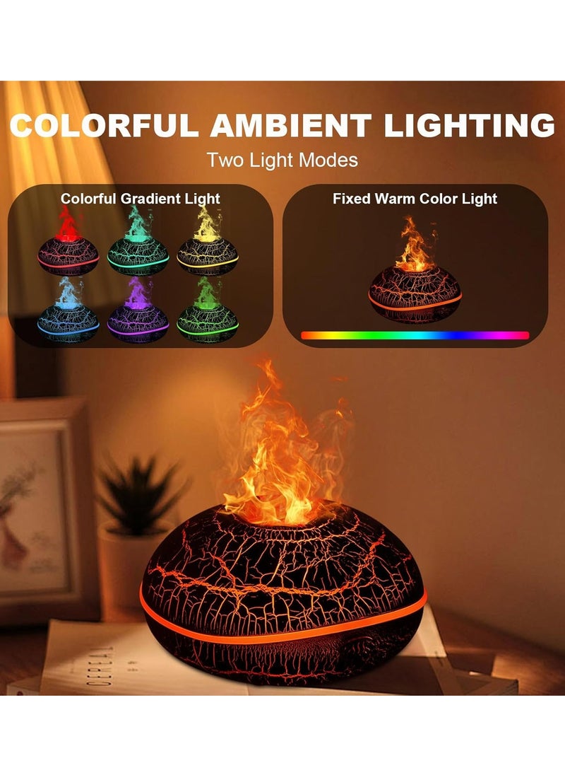 Alruht - 200ml Colorful Volcano Diffuser, Humidifier, Fragrance Scent Essential Oils Diffusers, Ultrasonic Flame Fire Humidifier with Auto-Off Protection Cool Mist Diffuser for Yoga(Full Crack Flame) - Image 1