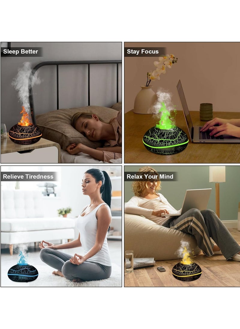 Alruht - 200ml Colorful Volcano Diffuser, Humidifier, Fragrance Scent Essential Oils Diffusers, Ultrasonic Flame Fire Humidifier with Auto-Off Protection Cool Mist Diffuser for Yoga(Full Crack Flame) - Image 1
