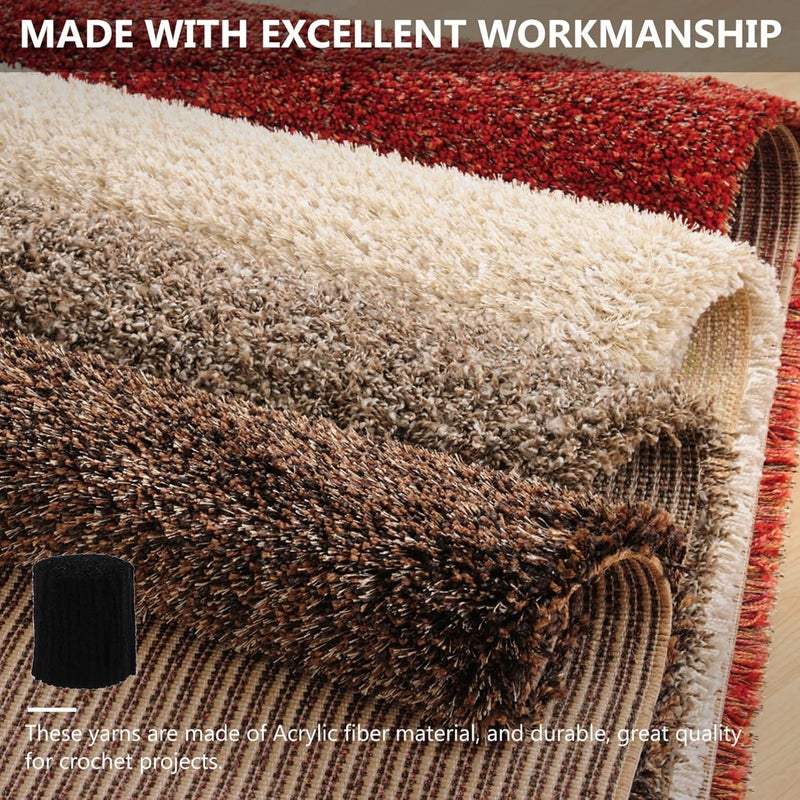 klarako 10 Rolls Latch Hook Yarn Rug Yarn Sewing Replace Yarn Threads Bundles Rug for DIY Latch Knitting Making Pillowcases Blankets Carpets Black - Image 4