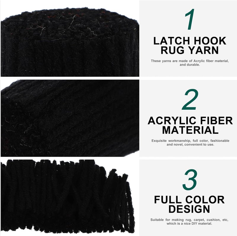klarako 10 Rolls Latch Hook Yarn Rug Yarn Sewing Replace Yarn Threads Bundles Rug for DIY Latch Knitting Making Pillowcases Blankets Carpets Black - Image 3