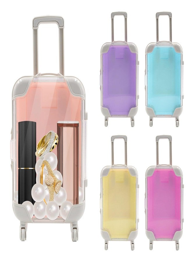 ATSKIM 5 Colors Mini Suitcase Gift Box, Clear Mini Luggage Party Favor for Candy Storage, False Eyelashes Tray, Plastic Tiny Suitcase Party Favors for Wedding, Birthday, Travel Decorations (5 Colors - Image 1
