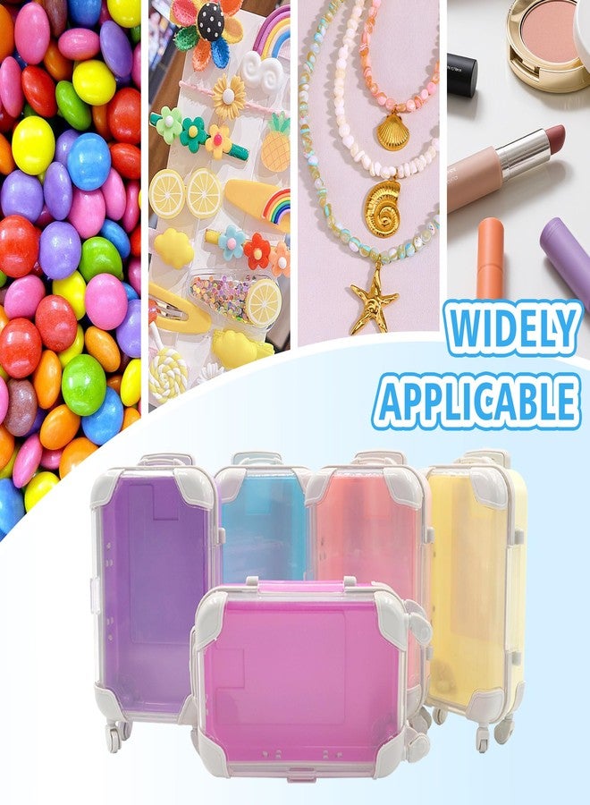 ATSKIM 5 Colors Mini Suitcase Gift Box, Clear Mini Luggage Party Favor for Candy Storage, False Eyelashes Tray, Plastic Tiny Suitcase Party Favors for Wedding, Birthday, Travel Decorations (5 Colors - Image 5