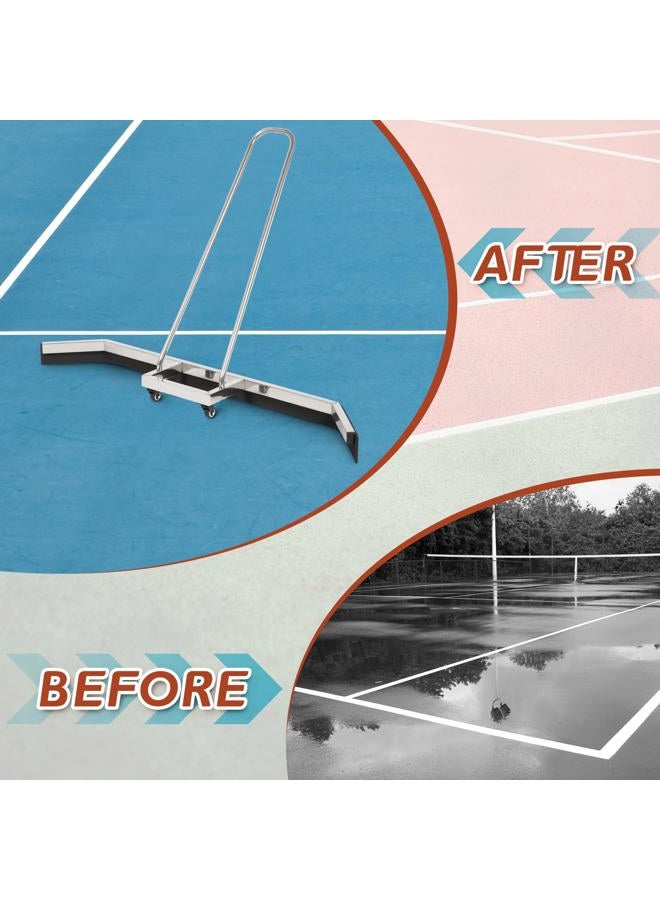 AIWFL 4.5FT Stainless Steel Sport Tennis Court Squeegee with Wheel, Heavy Duty Rain Shuttle with EVA Foam Blade, Professional Court Squeegees Floor Water Remover Squeegee Broom, Silver - Image 4