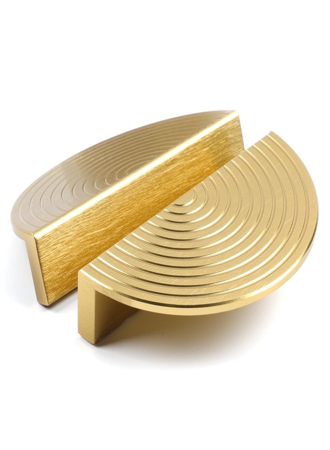BaiNong Vintage Style Closet Handle Dresser Handle Chinese Cabinet Handle Brushed Brass 1 Pair Bathroom Cabinet Decorative Half Round Knob（Large Size） - Image 1