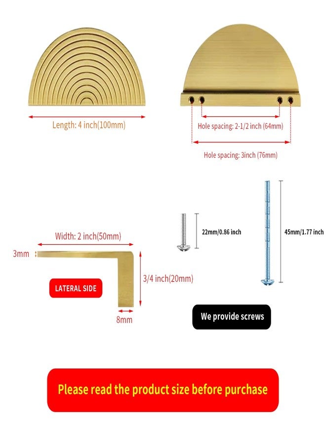 BaiNong Vintage Style Closet Handle Dresser Handle Chinese Cabinet Handle Brushed Brass 1 Pair Bathroom Cabinet Decorative Half Round Knob（Large Size） - Image 2