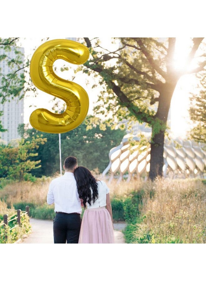 TONIFUL 40 Inch Large Gold Letter S Balloons, Helium-Filled Mylar Big Balloons for Birthday Party & Anniversary Celebrations - Image 4
