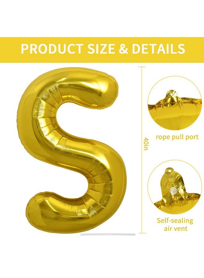 TONIFUL 40 Inch Large Gold Letter S Balloons, Helium-Filled Mylar Big Balloons for Birthday Party & Anniversary Celebrations - Image 2