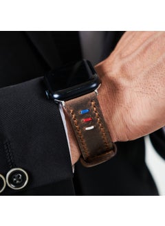 Vagave Apple Watch 42MM 44MM 45MM 49MM Ultra Ultra 2 Series 3 / 4 / 5 / 6 / Se / 7 / 8 / 9 Brown Leather Band Genuine Crazy Leather Strap  - Image 2