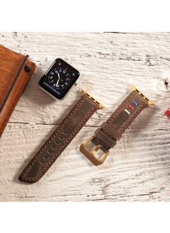 Vagave Apple Watch 42MM 44MM 45MM 49MM Ultra Ultra 2 Series 3 / 4 / 5 / 6 / Se / 7 / 8 / 9 Brown Leather Band Genuine Crazy Leather Strap  - Image 5