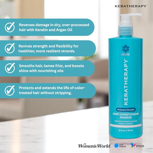 KERATHERAPY Keratin Infused Deep Conditioning Masque, 16.9 fl. oz., 500 ml - Moisturizing Hair Deep Conditioning Treatment with Kerabond, Jojoba Oil, Nettle Root Extract, Wheat Oil, & Persian Walnut - Image 3