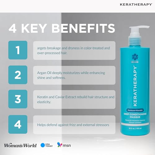 KERATHERAPY Keratin Infused Deep Conditioning Masque, 16.9 fl. oz., 500 ml - Moisturizing Hair Deep Conditioning Treatment with Kerabond, Jojoba Oil, Nettle Root Extract, Wheat Oil, & Persian Walnut - Image 4
