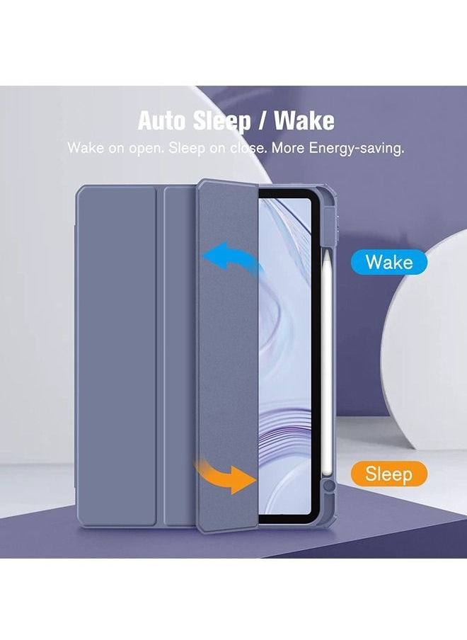 Rock Pow - Protective Case Cover For Apple iPad Pro 12.9 inch (2021/2020) Generation with Pencil Holder, [Support Apple Pencil Charging and Touch ID], Clear Transparent Case with Auto Wake/Sleep,Lavender - Image 1