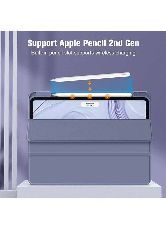 Rock Pow - Protective Case Cover For Apple iPad Pro 12.9 inch (2021/2020) Generation with Pencil Holder, [Support Apple Pencil Charging and Touch ID], Clear Transparent Case with Auto Wake/Sleep,Lavender - Image 1