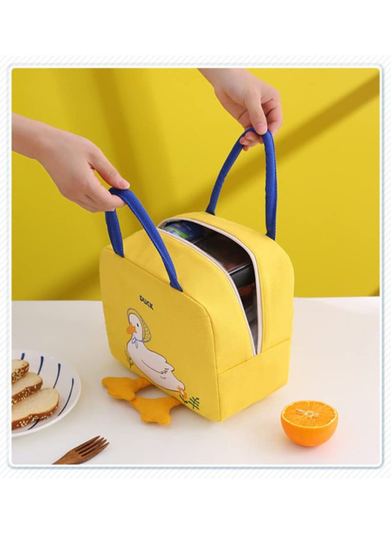 Lunch Bag, with Wide Open Insulated Cooler, Reusable Thermal Tote, Thermal Leak-Proof Cute Duck Hand Meal Bag for School, Work, for Kids, Yellow - Image 4