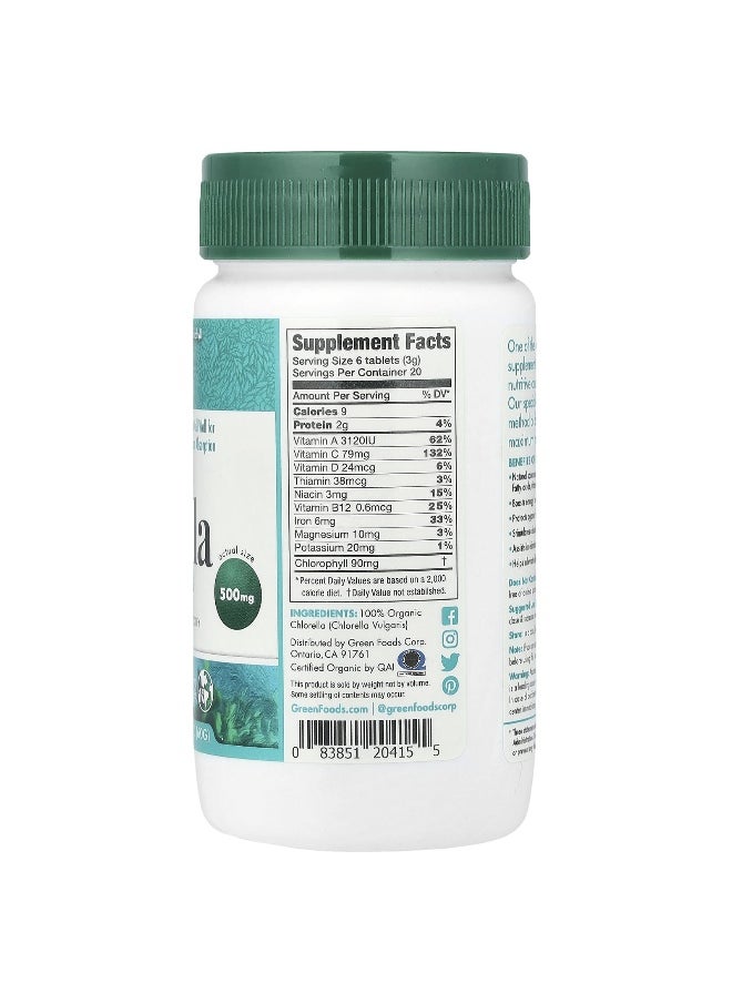 Green Foods Green Foods, Organic Chlorella, 120 Tablets  - Image 2