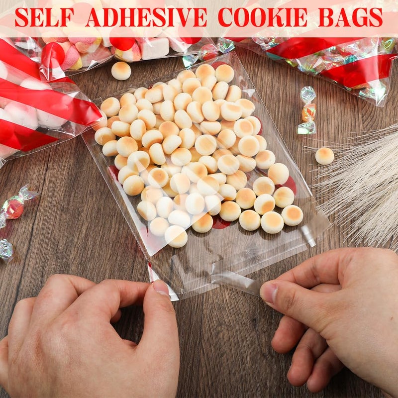 Cudicy 200Pcs Cellophane Bags 5.5X5.5 Self Sealing Cookie Bags For Packaging Cellophane Treat Bags For Gift Giving Packaging Christmas Valentines Candy Goodie Homemade Bakery - Image 2