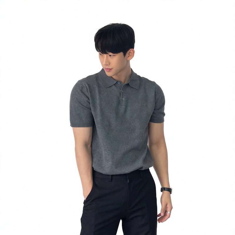 Men's Slim Fit Casual Polo Shirt Short Sleeve T-Shirt - Image 1