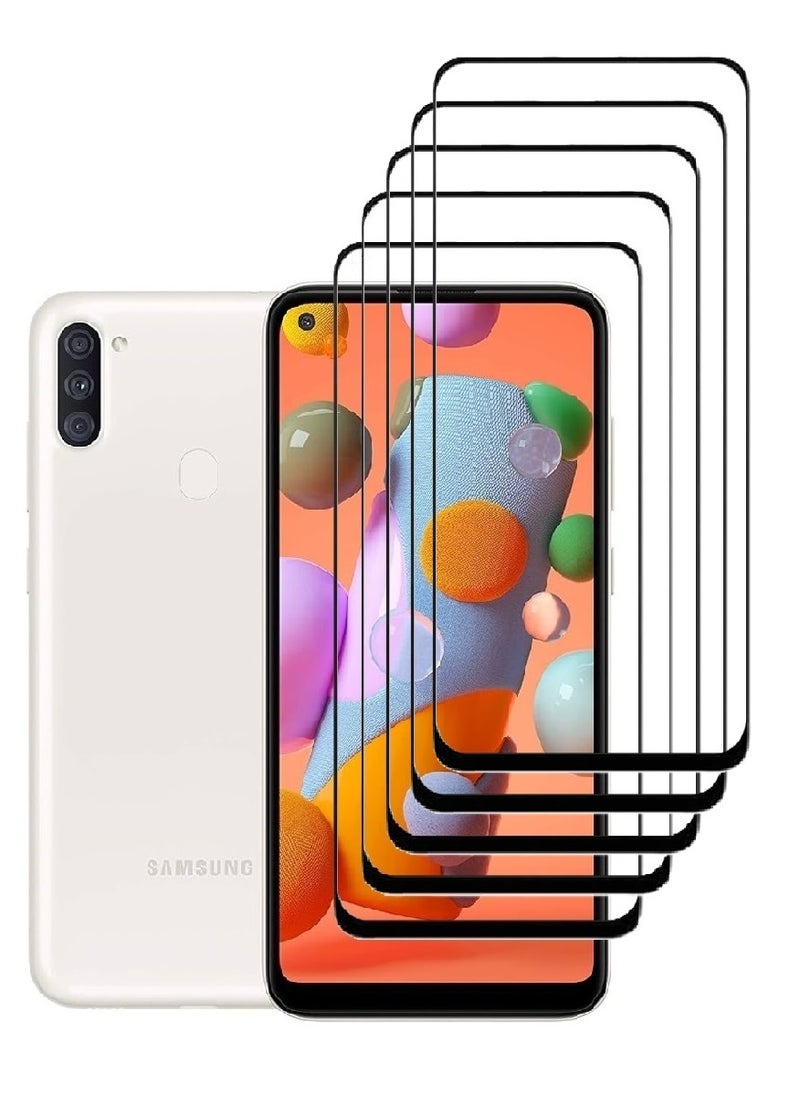 AINA 5 Pieces Tempered Glass Screen Protector 5D Designed For Samsung Galaxy A11 Full Glue Edge to Edge Full Screen Coverage And Bubble Free - Image 1