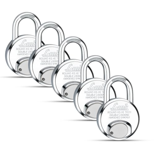 Link® Hi-Tech 65mm Round Padlocks Set 5Pcs Set | Stainless Steel Body | Hardened Shackle | 3 Iron Keys with Hi-Tech Nickle | Made in India | - Image 1